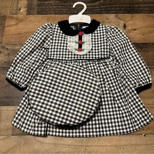 Vintage Buffalo Check Dress & Hat Set